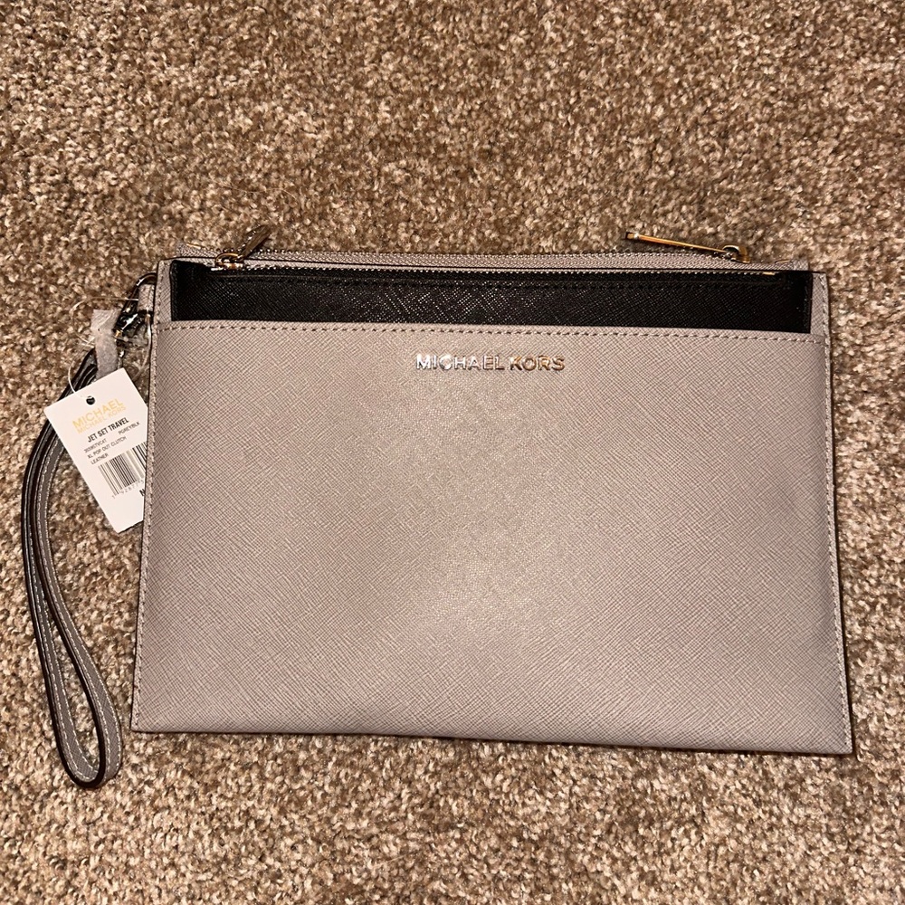 Michael Kors Elegant Gray and Black Clutch